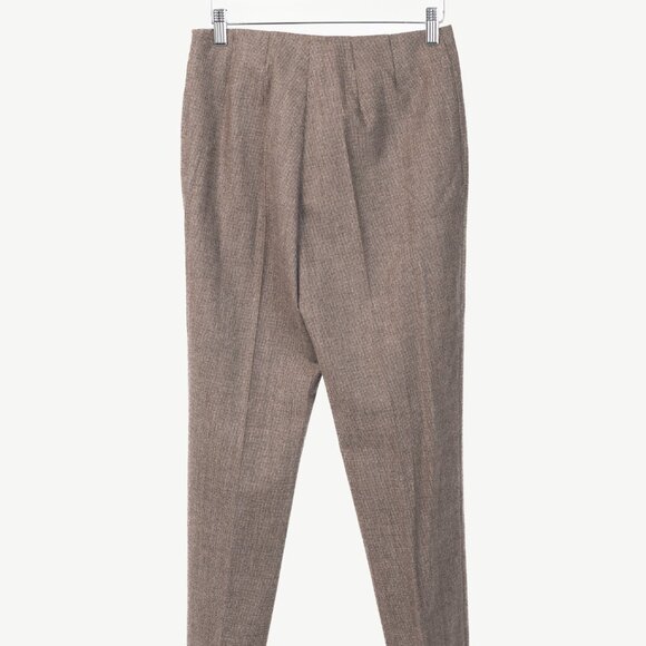 Brunello Cucinelli Brown Micro-Plaid Stretch-Wool Trousers - Picture 2 of 10